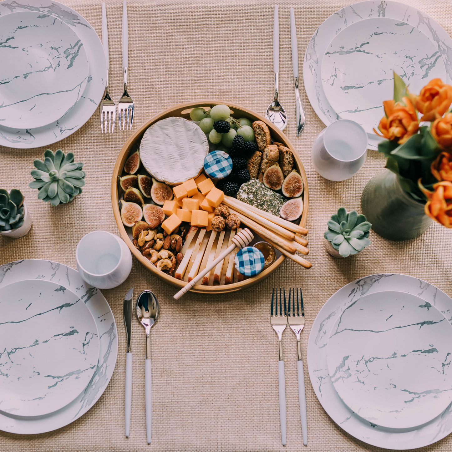 10" Stone Design Plastic Plates (10)