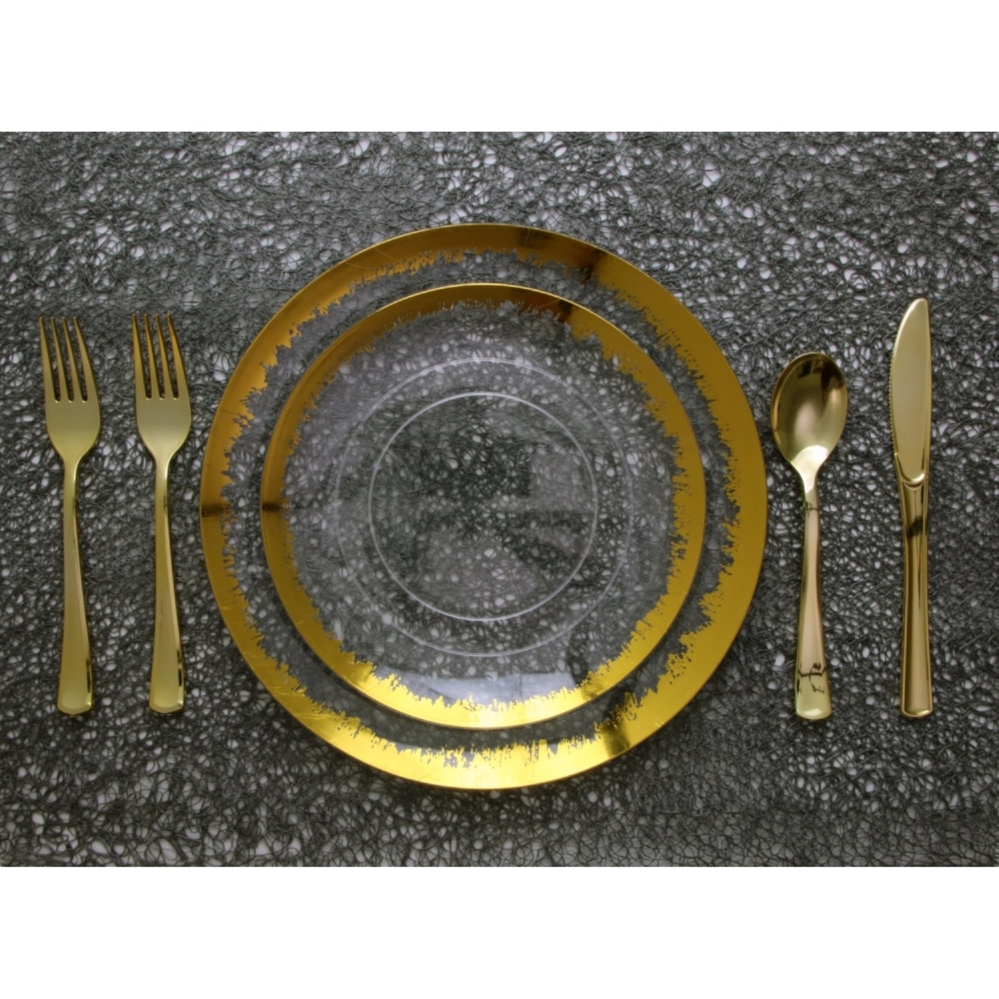 10" Gold Scratched Design Plastic Plates (10)