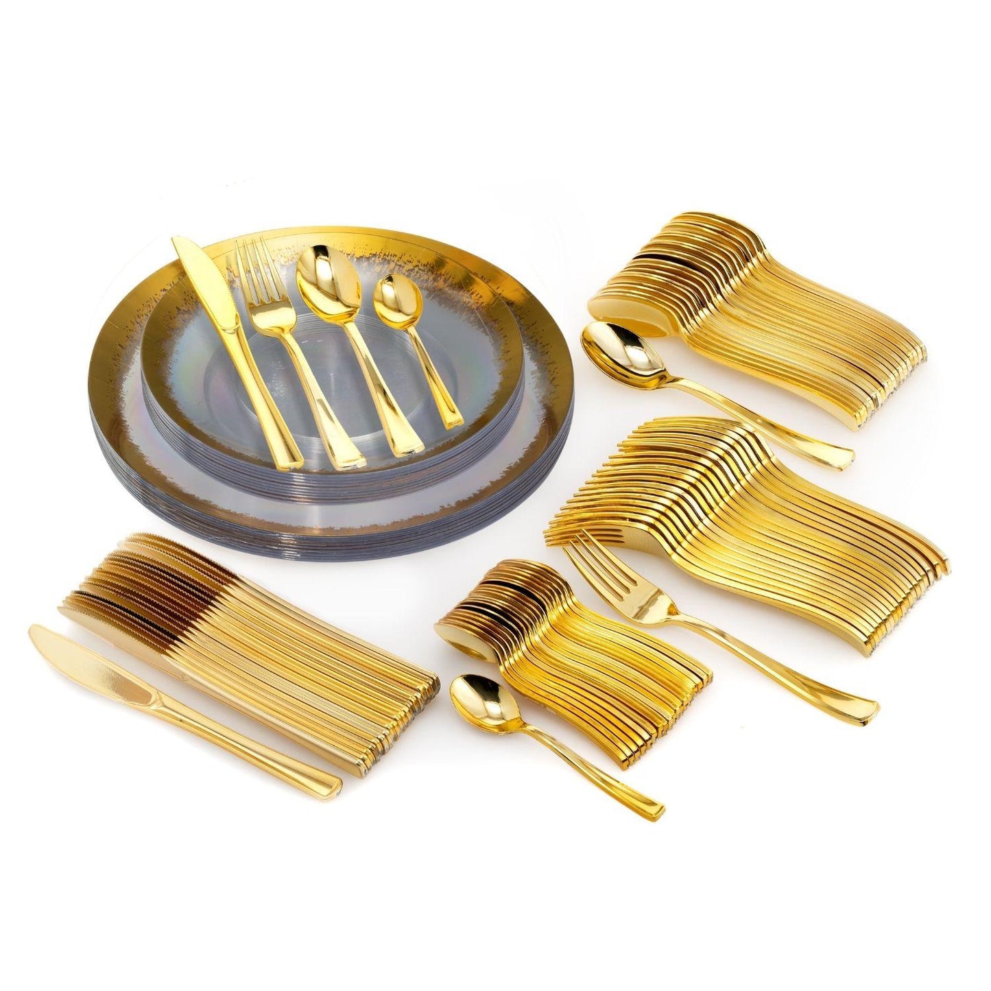 10" Gold Scratched Design Plastic Plates (10)
