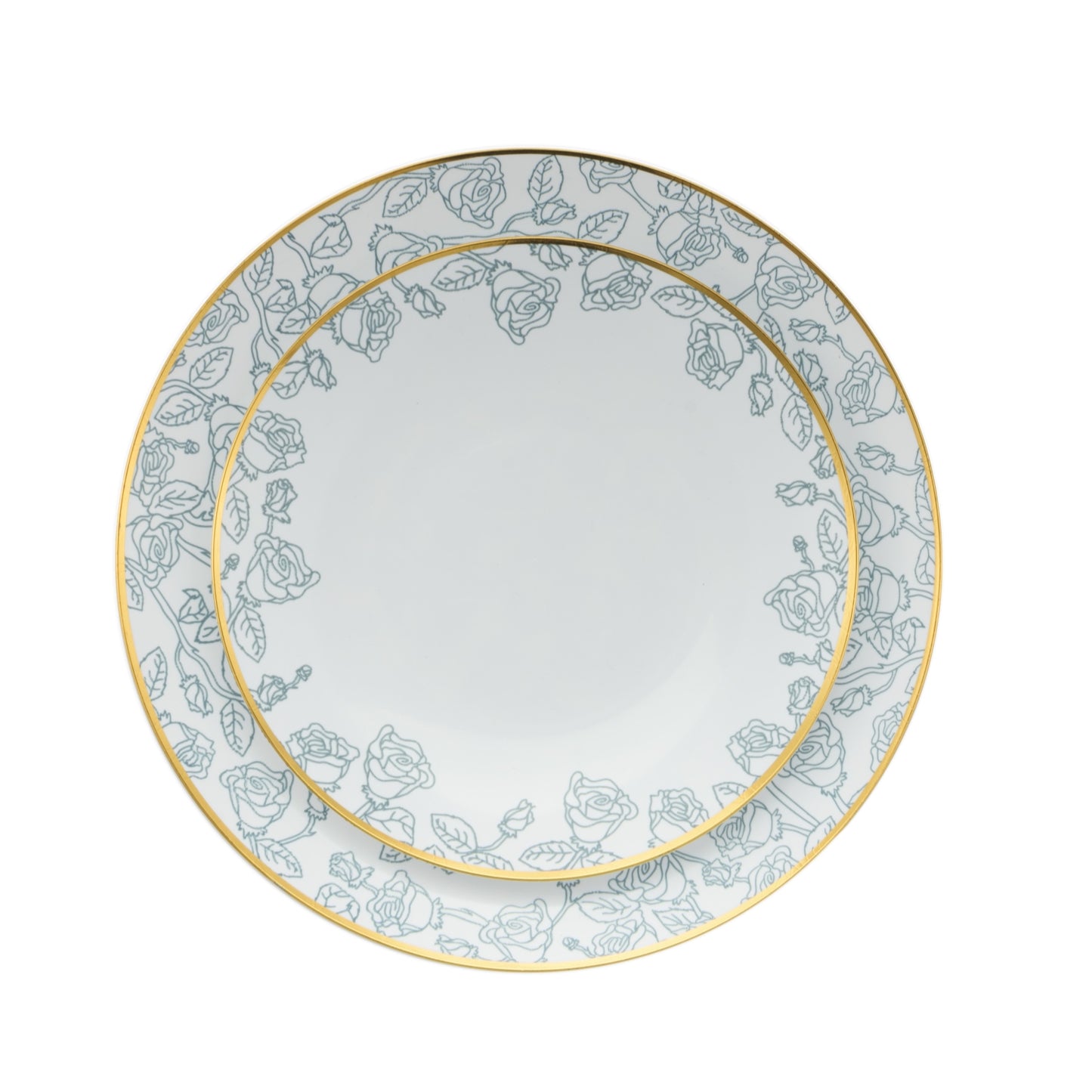 8" Roses Design Plastic Plates (10)