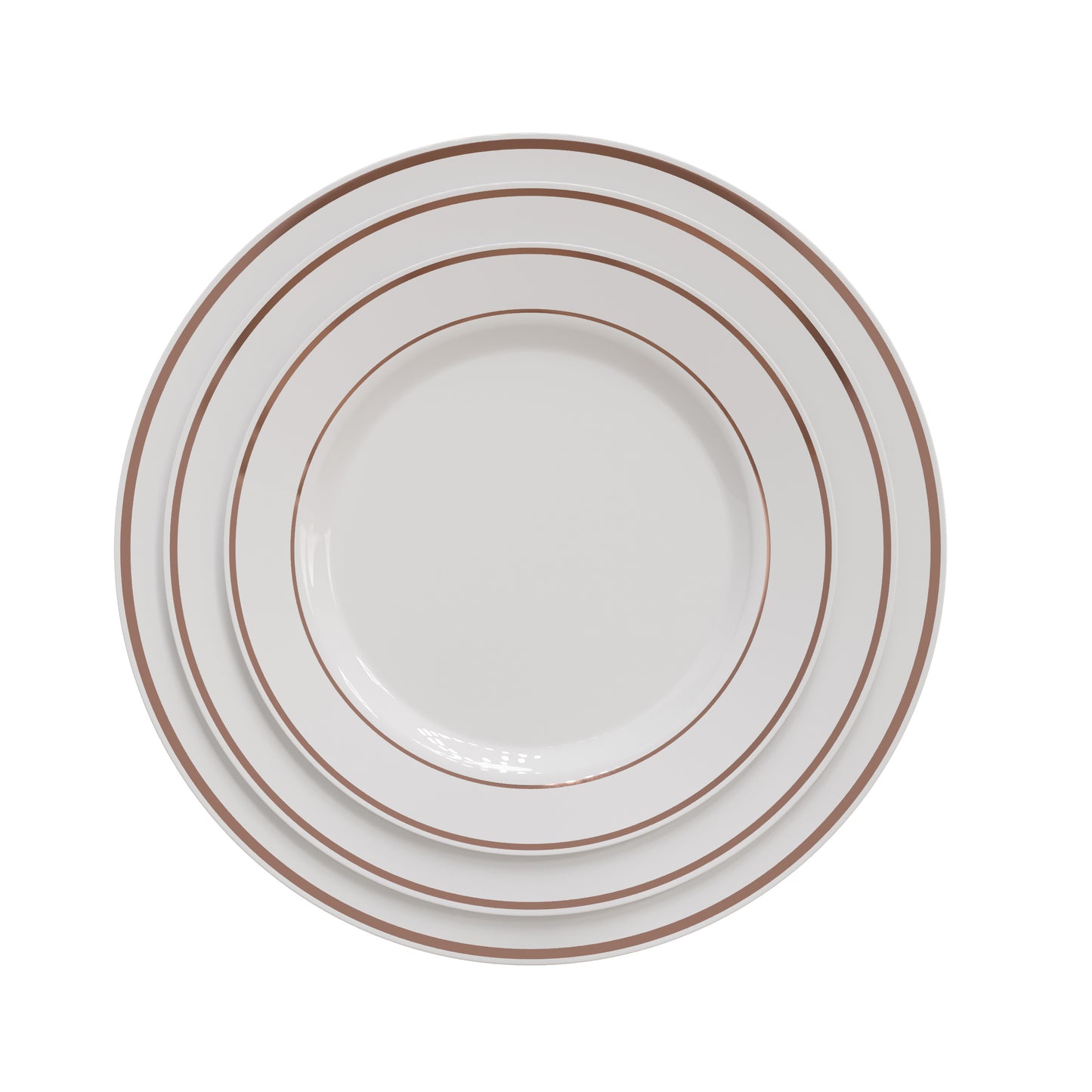10.25 In. White/Rose Gold Line Design Plates - 10 Ct.