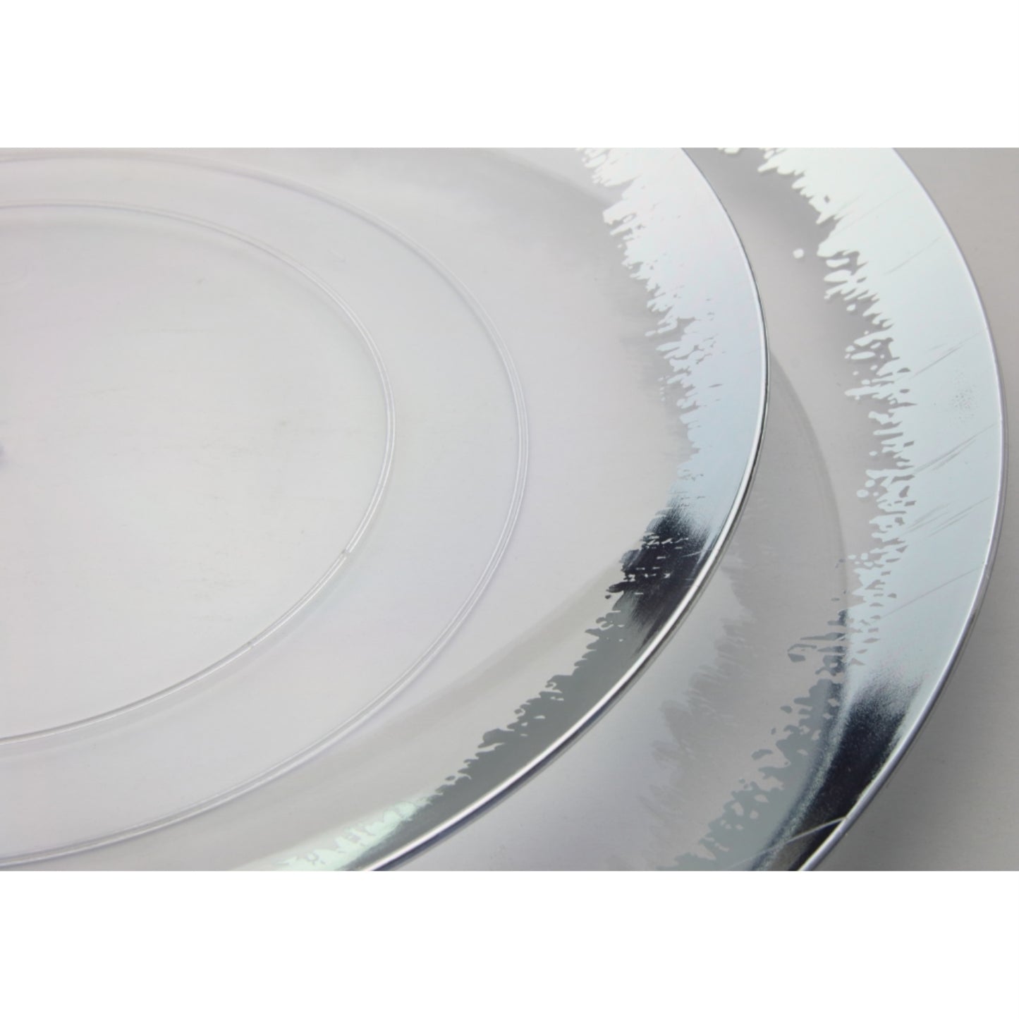 8" Silver Scratched Design Plastic Plates (10)