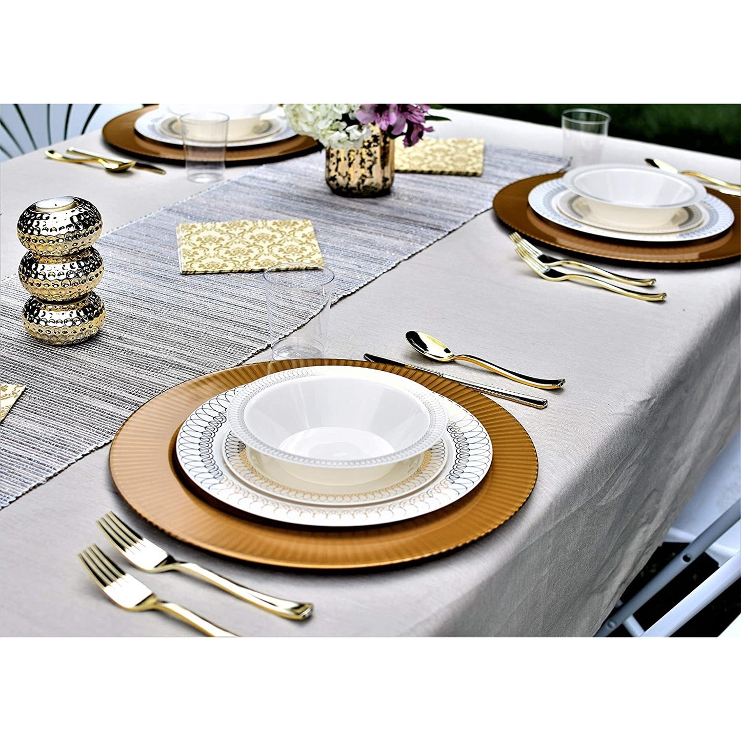 14 Oz. Gold Ovals Design Soup Bowls - 10 Ct.