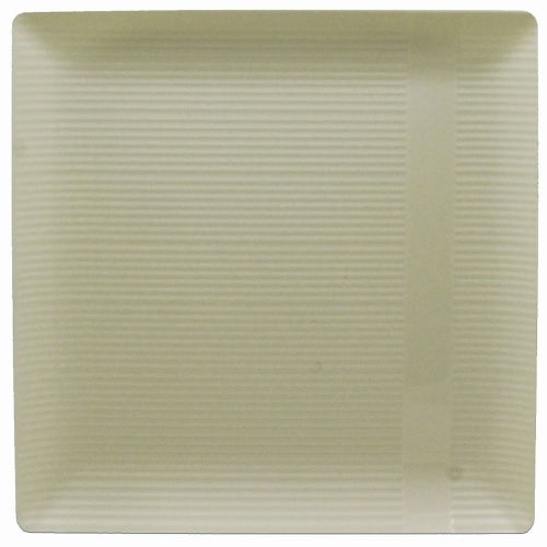 Case of 12 - Ivory 10.25" Zen Ridged Square Plastic Plates - 10 ct.