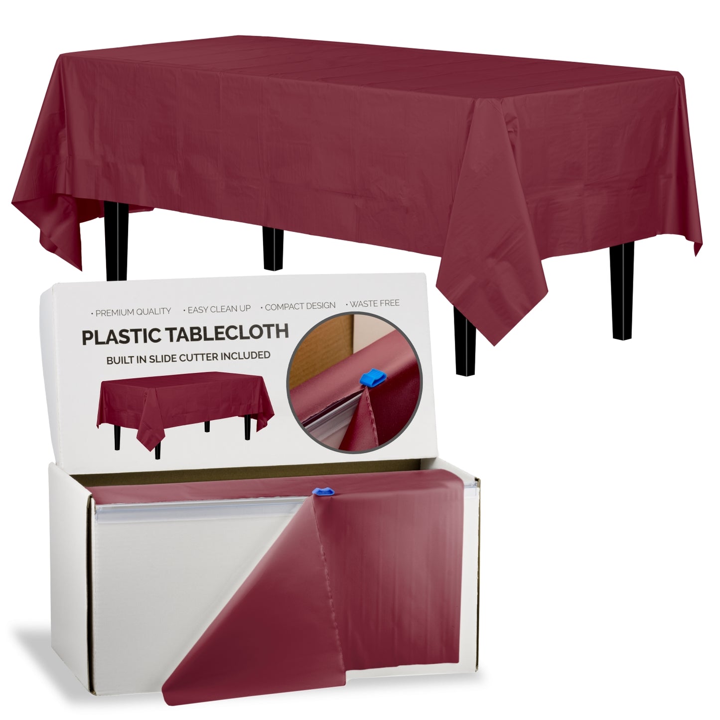 54" X 100' Select A Size Table Cover - Burgundy