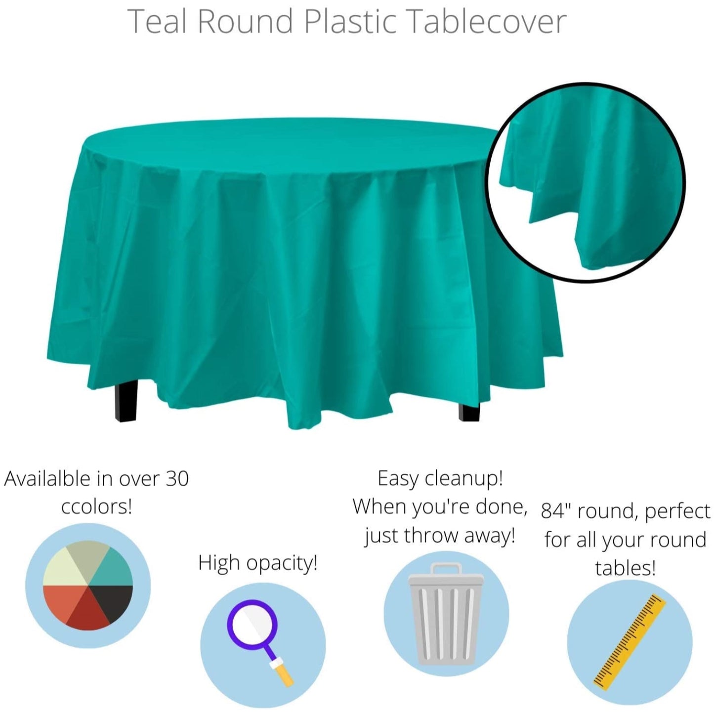 Case of 96 - *Premium Quality* 84" Round - Teal