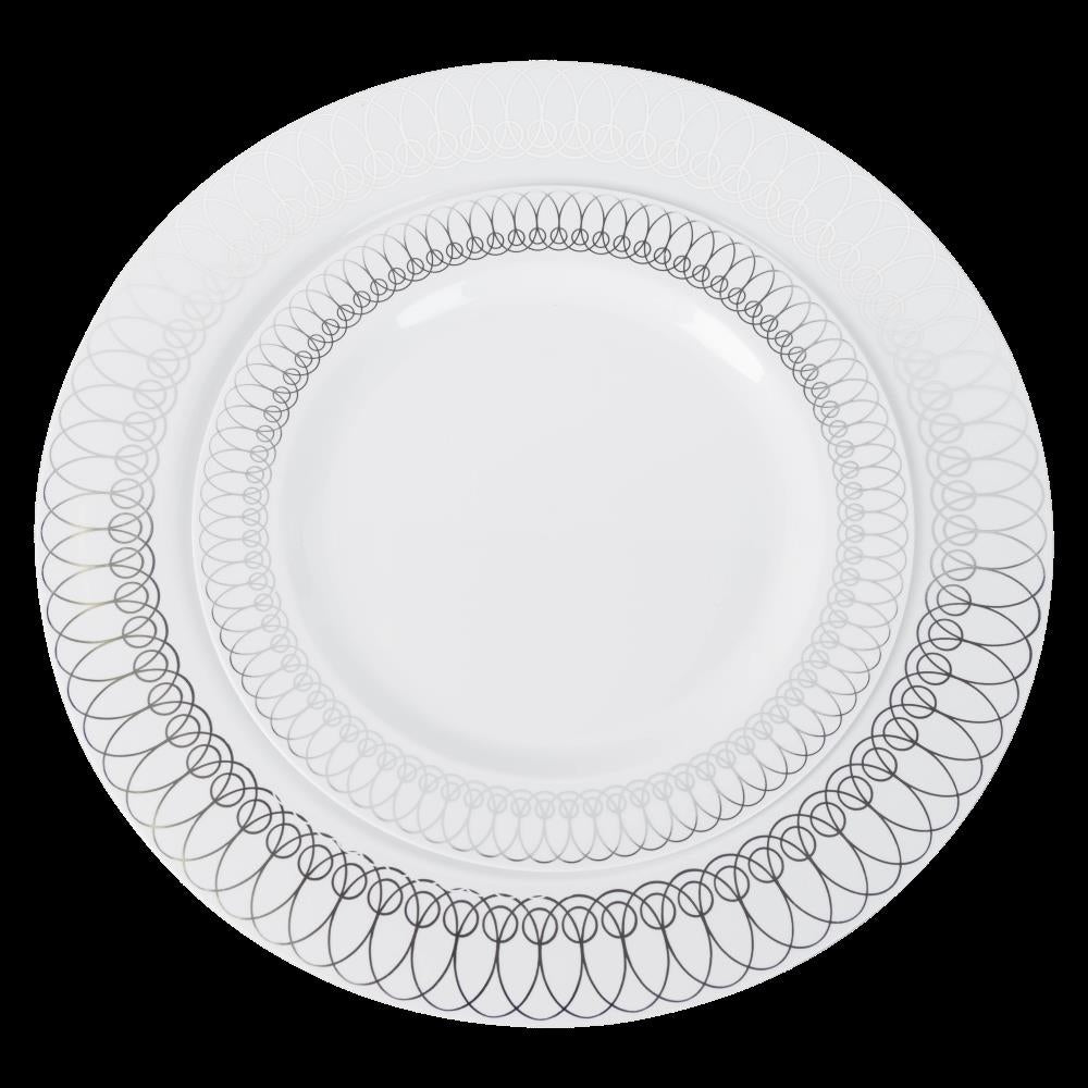 Case of 12 - 7.5" Silver Ovals Premium Plates - 10 ct.