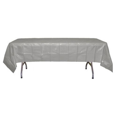 Silver Plastic Table Cover 54" X 108" Case Of 96