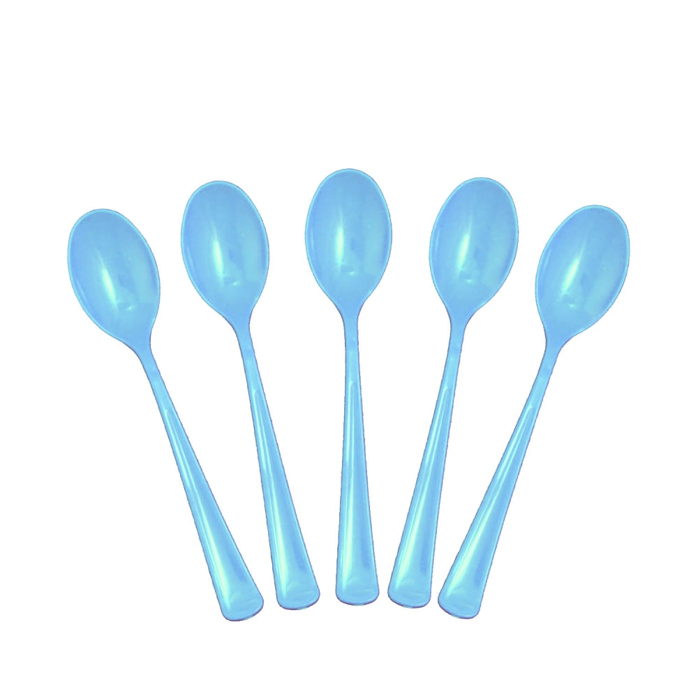 Heavy Duty Light Blue Plastic Spoons - 50 Ct.