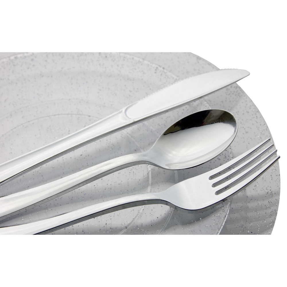 Case of 12 - 10" Silver Sparkle Design Plastic Plates (10)