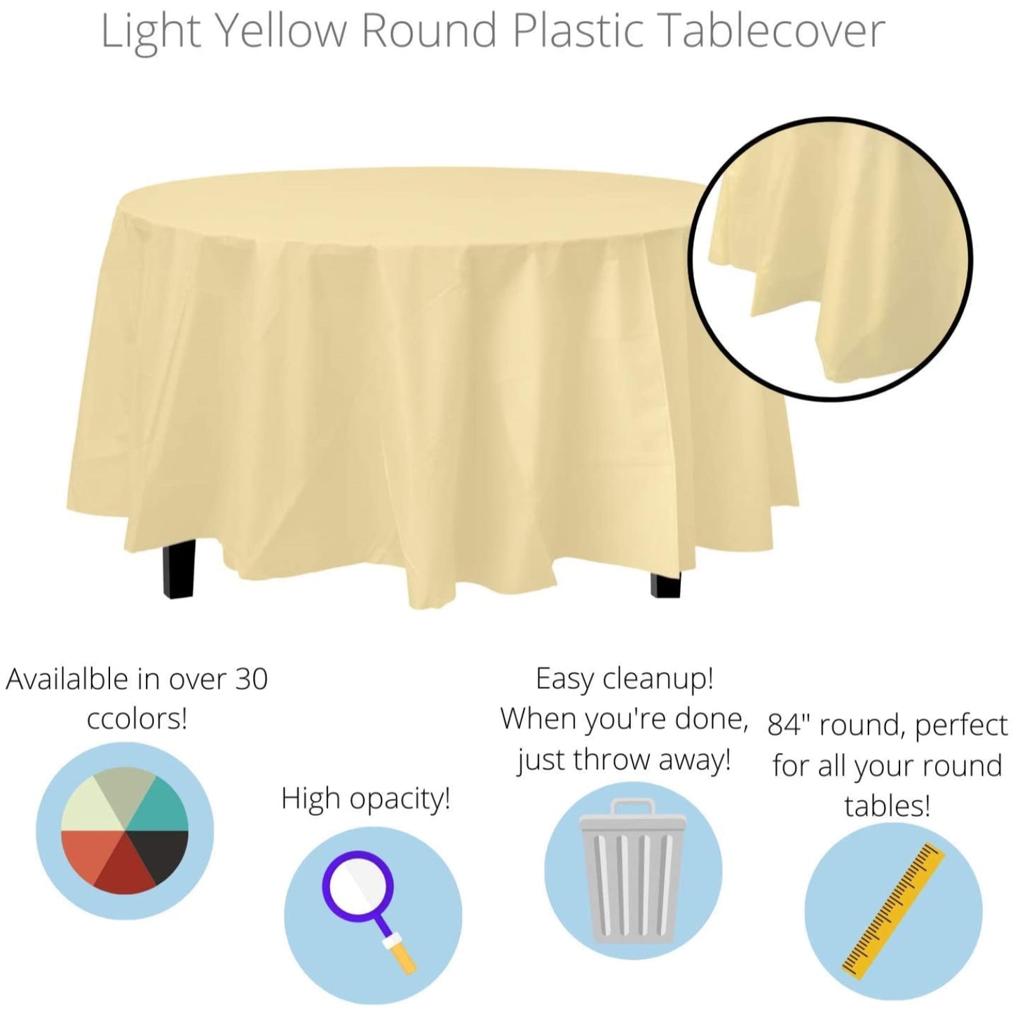 Premium Round Light Yellow Table Cover