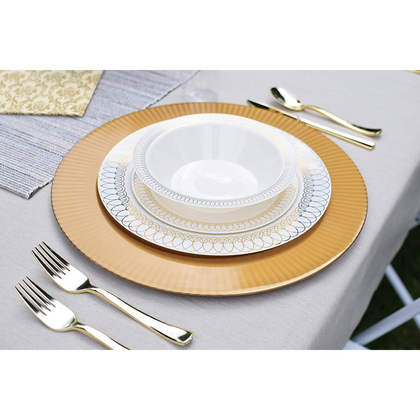14 Oz. Gold Ovals Design Soup Bowls - 10 Ct.