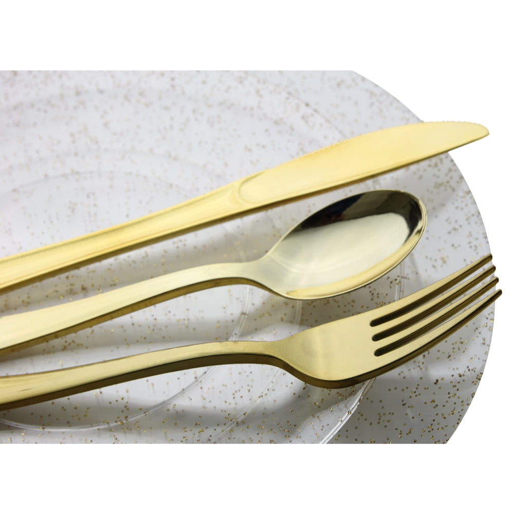 Case of 12 - 8" Gold Sparkle Design Plastic Plates (10)