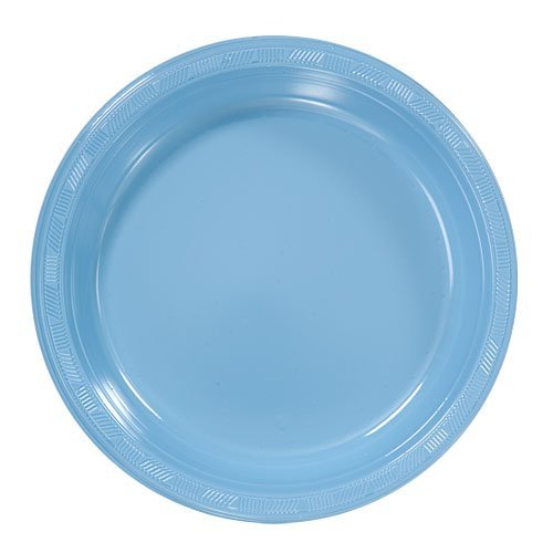 Case of 12 - 7" Plastic Plates 50 ct. - Light Blue