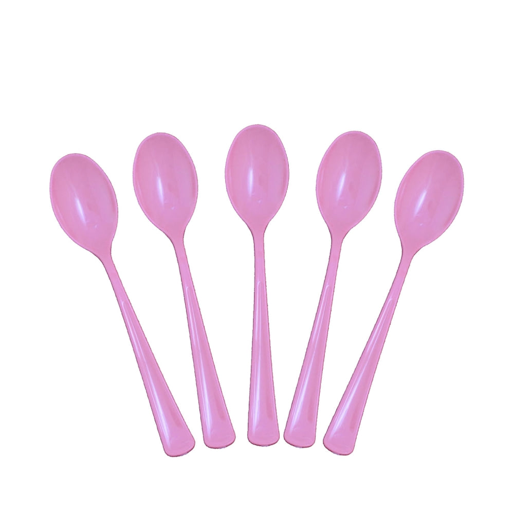 Heavy Duty Pink Plastic Spoons - 50 Ct.