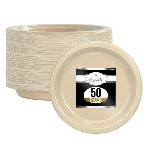 10 In. Ivory Plastic Plates - 50 Ct.