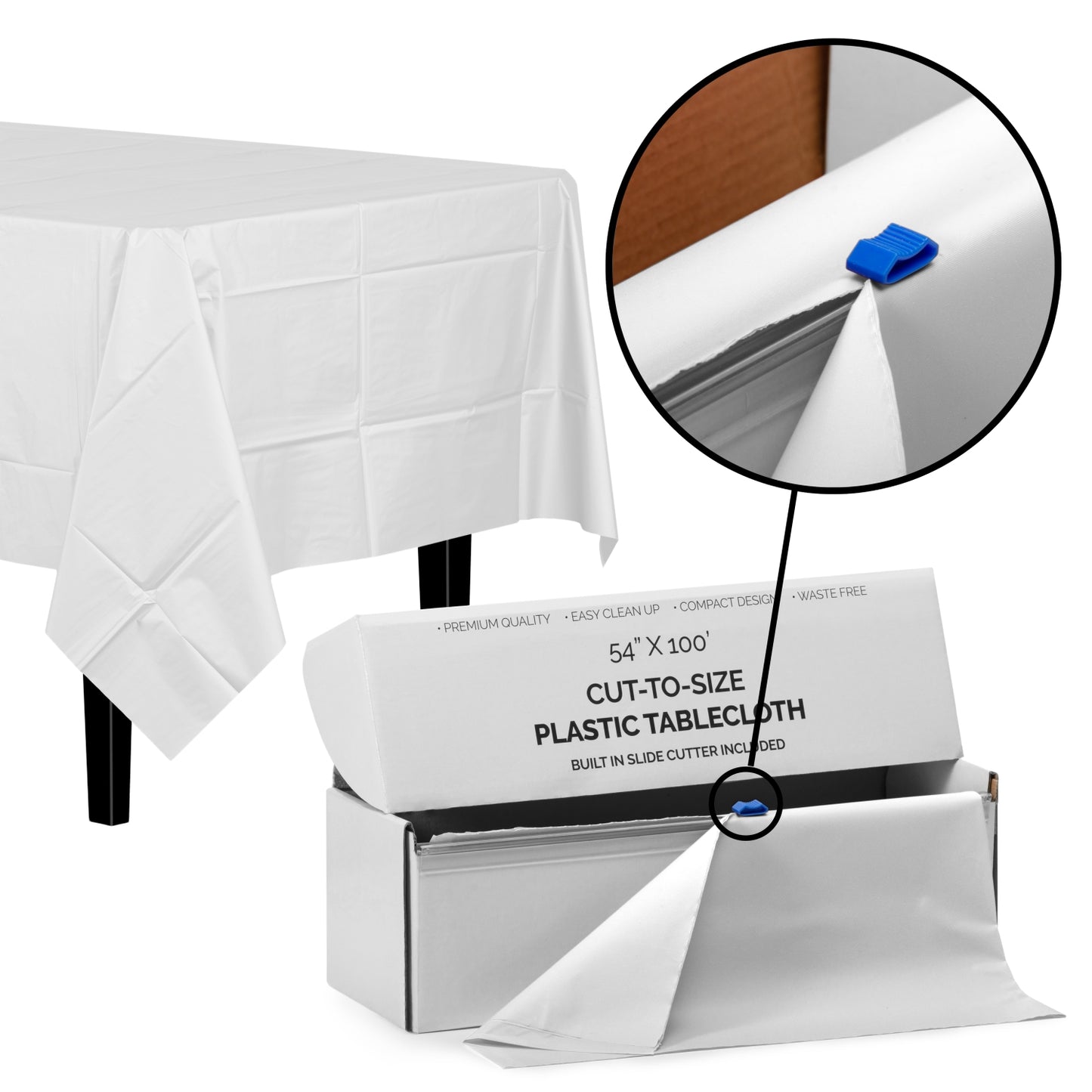 54" X 100' Select A Size Table Cover - White