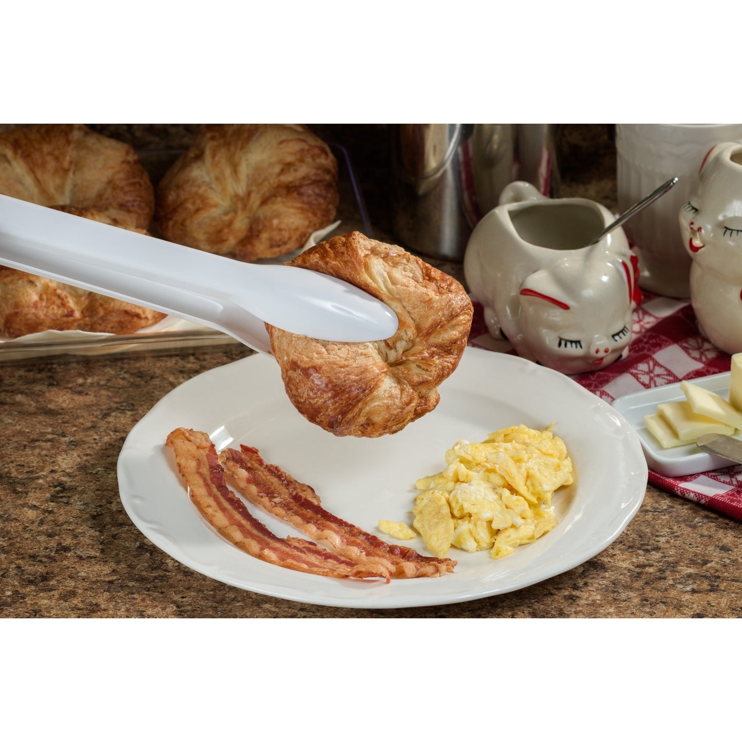 White Plastic Salad Tongs - 2 Ct.