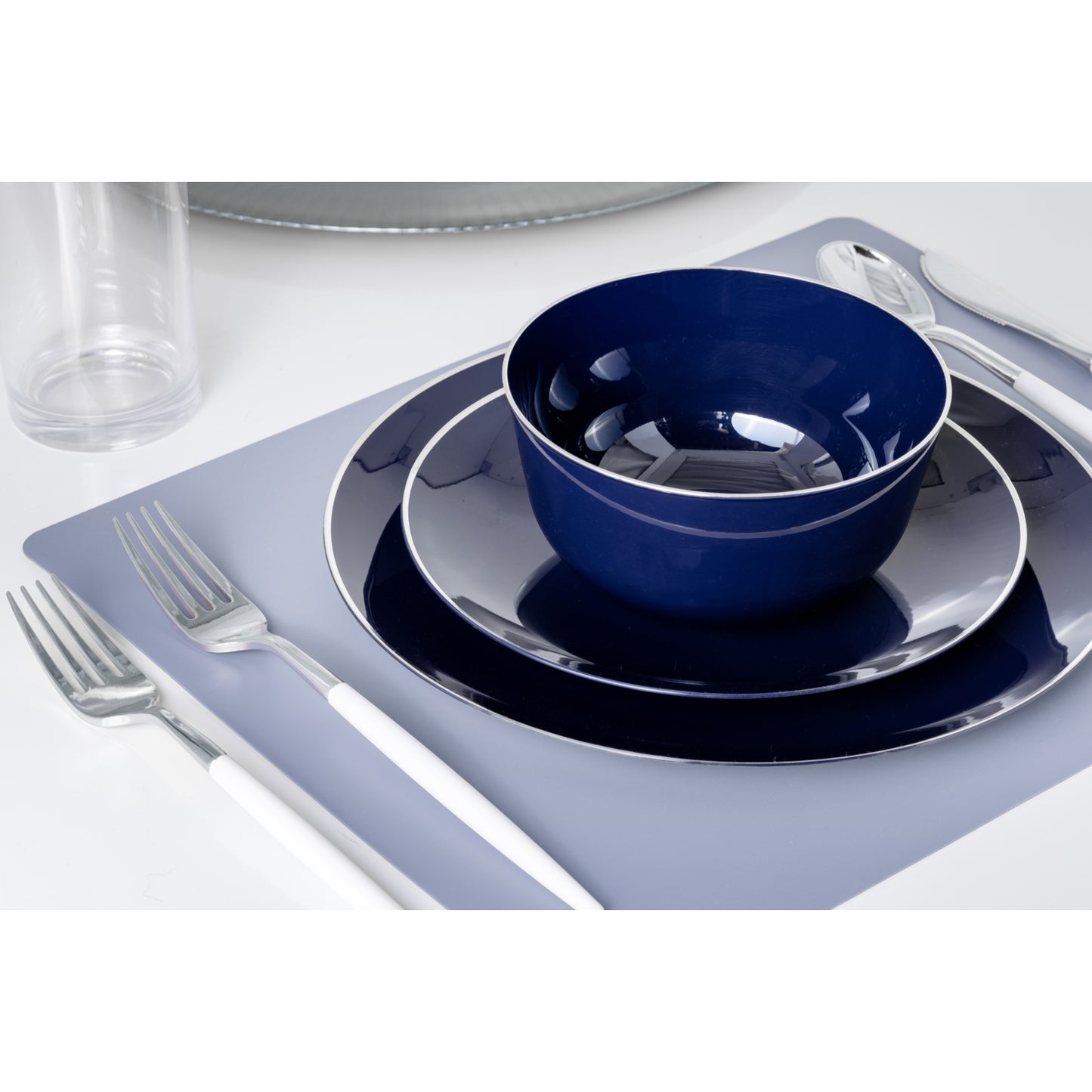 Classic Navy Design Plastic Bowls - 10 Ct.
