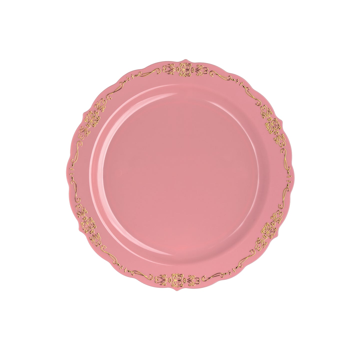 Case of 6 - 10.25" Coral / Gold Victorian Design Plates - 20 ct.