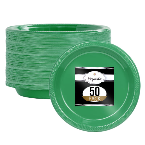 9 In. Emerald Green Plastic Plates - 50 Ct.