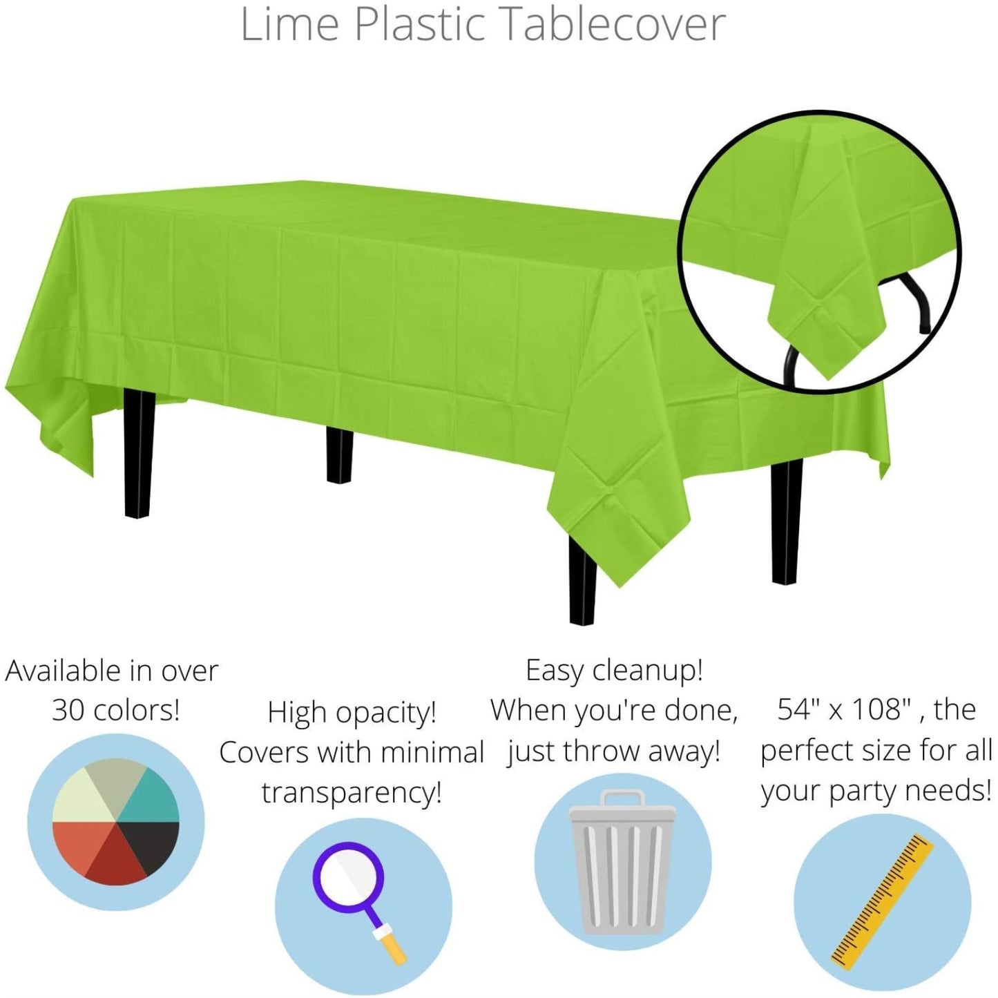 Case of 96 - *Premium Quality* 54" x 108" Rectangle - Lime Green