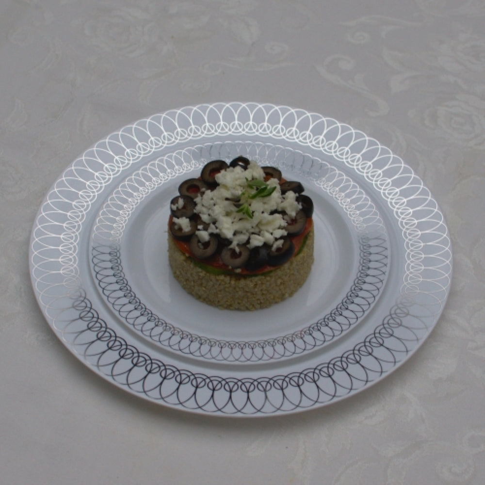 Case of 12 - 7.5" Silver Ovals Premium Plates - 10 ct.
