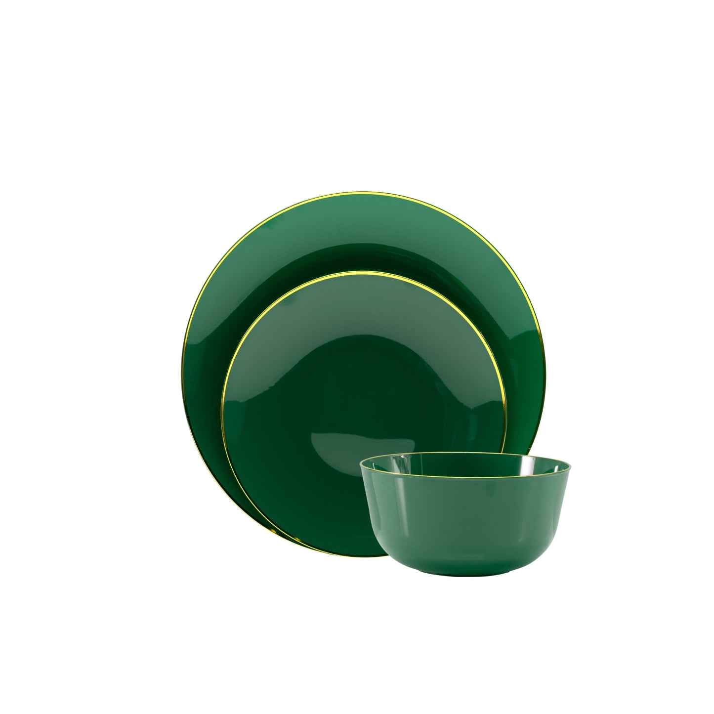 Case of 12 - Classic Green Design Plastic Bowls - 10 Ct.