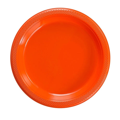 9 In. Orange Plastic Plates - 50 Ct.