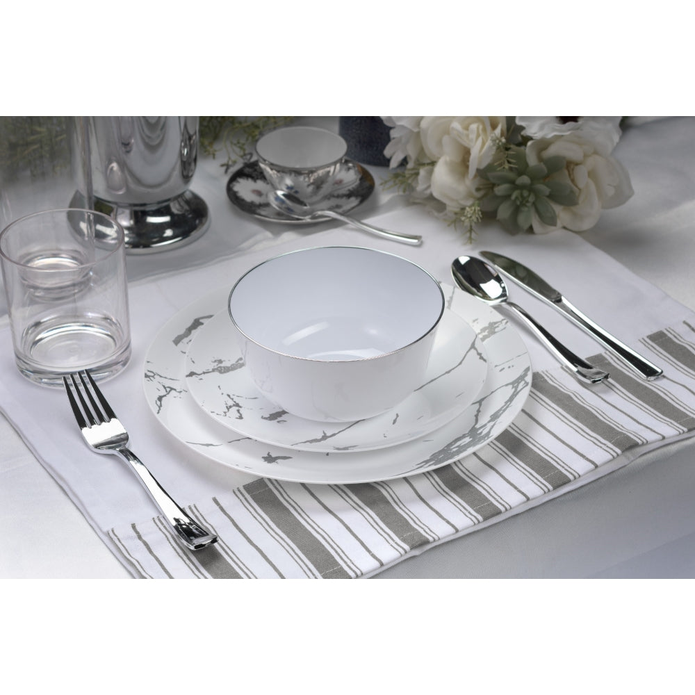 Case of 12 - 8" Stone Design Plastic Plates (10)