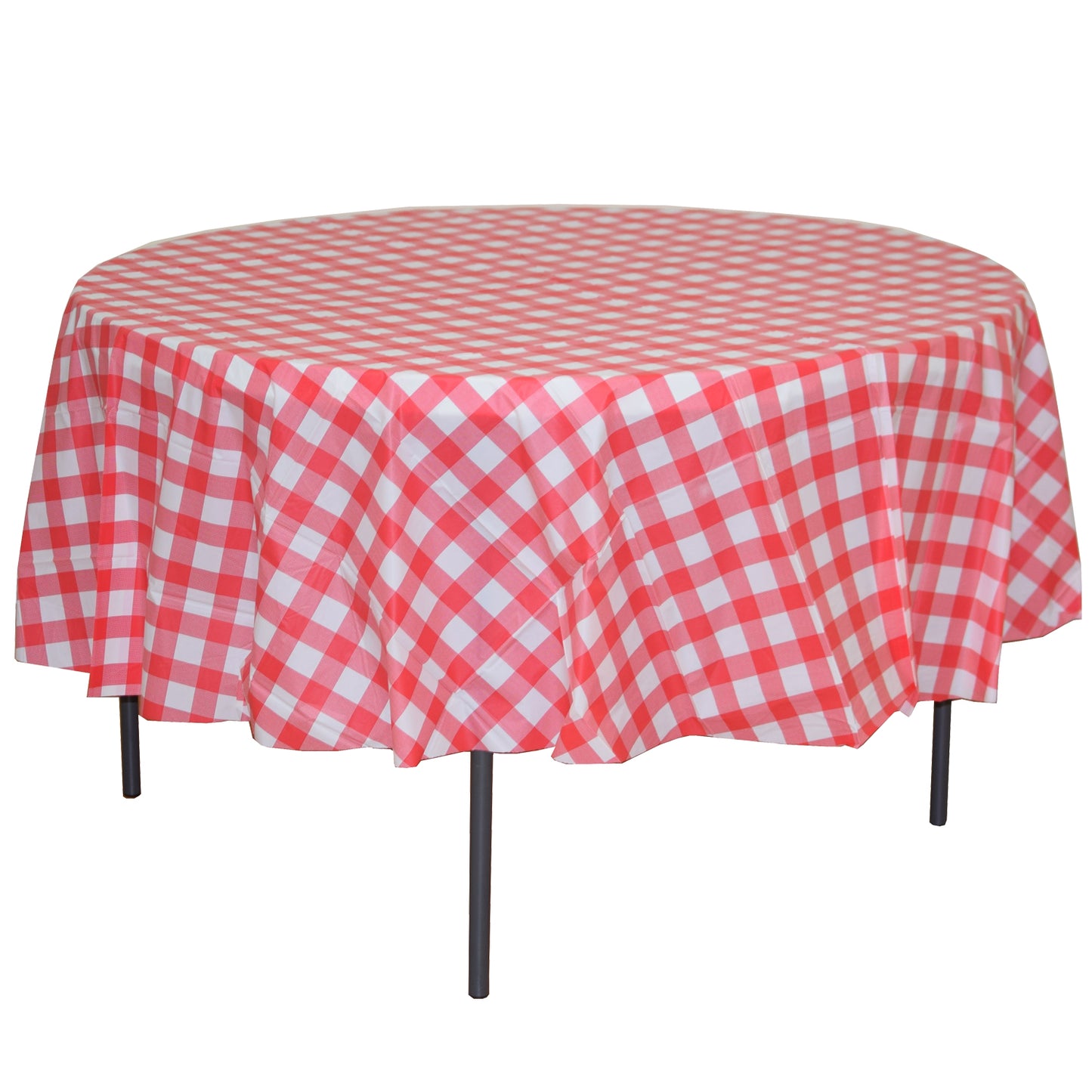 84" Red Round Gingham Table covers (Case/48)