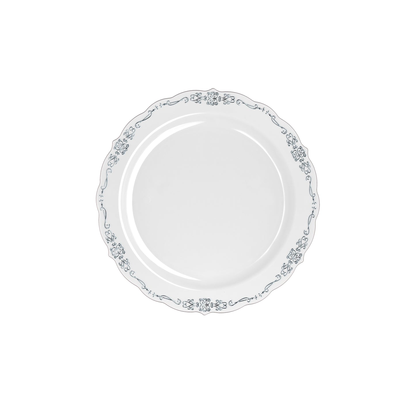 9 In. Grey/Silver Victorian Design Plates - 20 Ct.