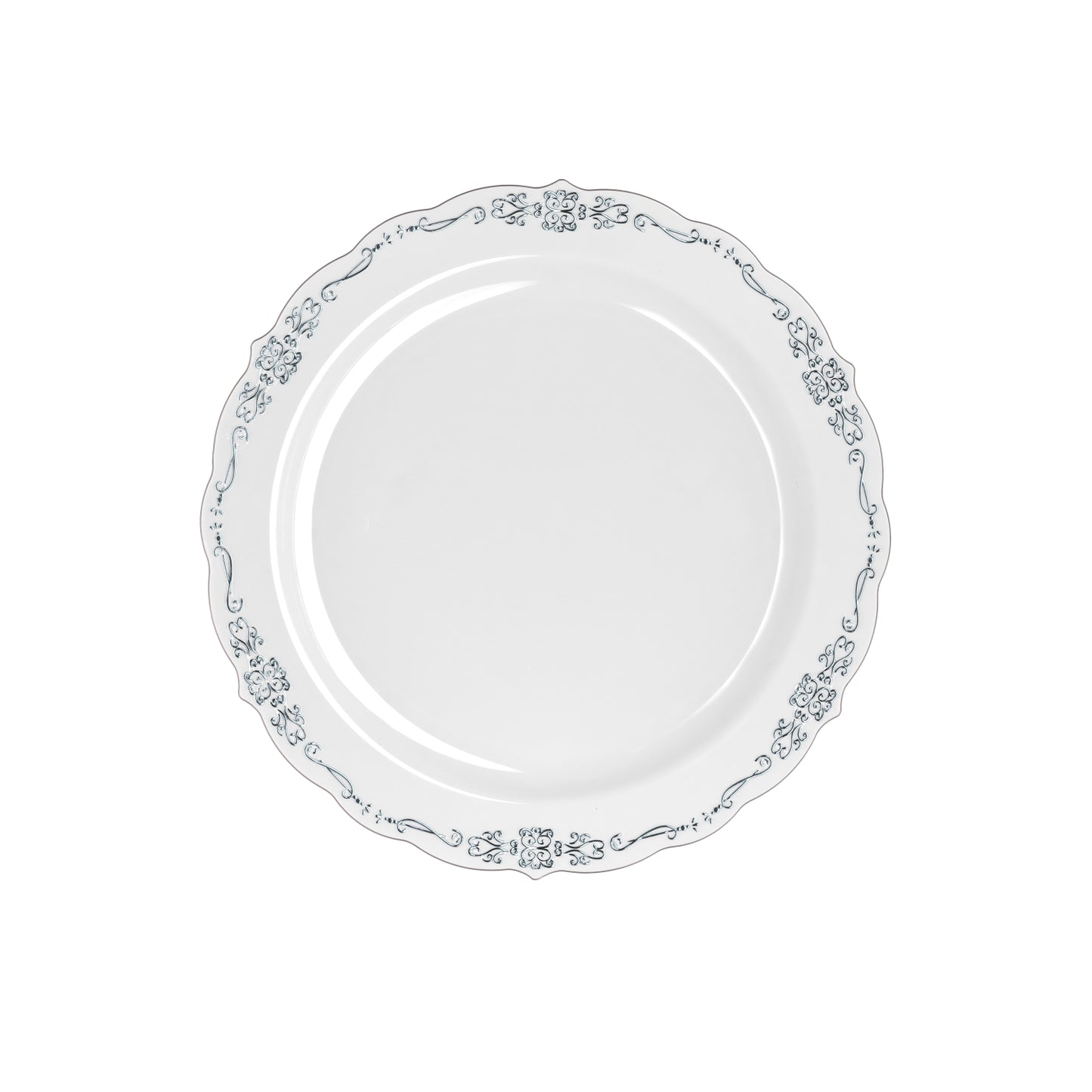 Case of 6 - 10.25" Gray / Silver Victorian Design Plates - 20 ct.