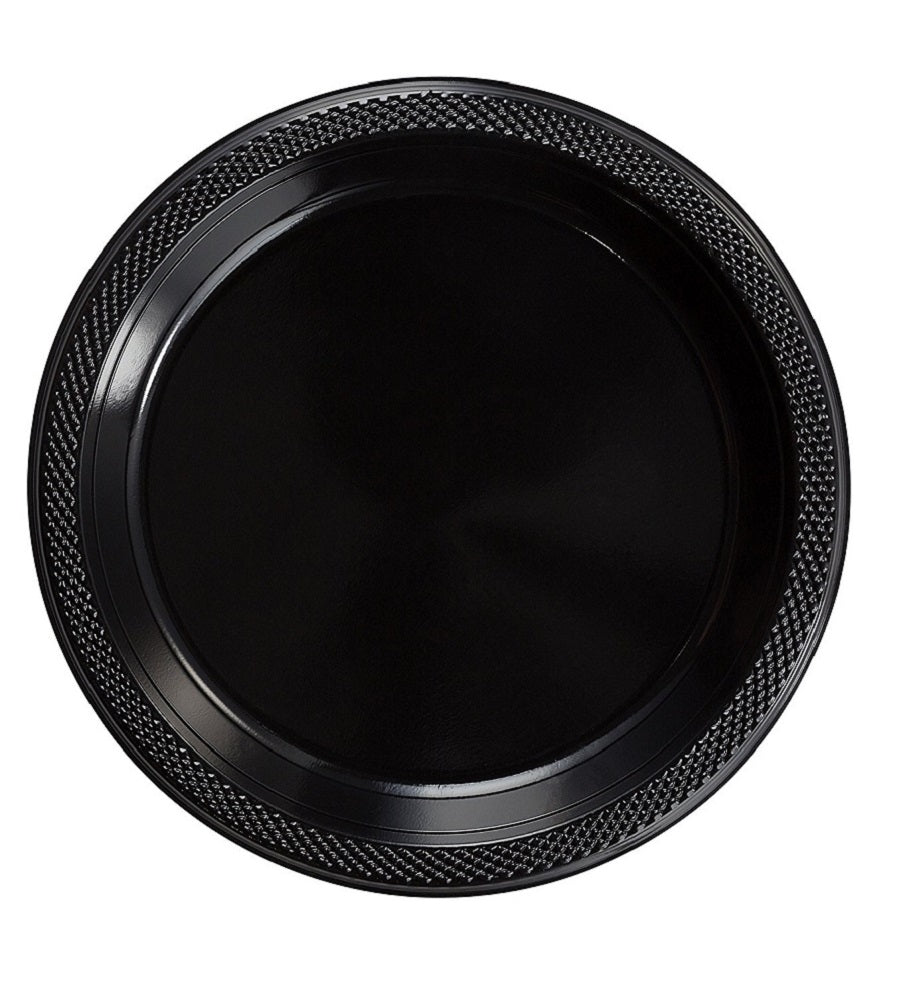 Case of 12 - 7" Plastic Plates 50 ct. - Black