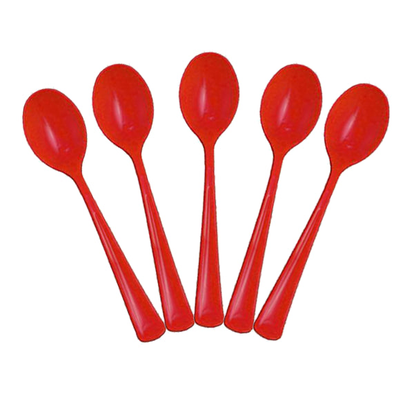 Heavy Duty Red Plastic Spoons - 50 Ct.