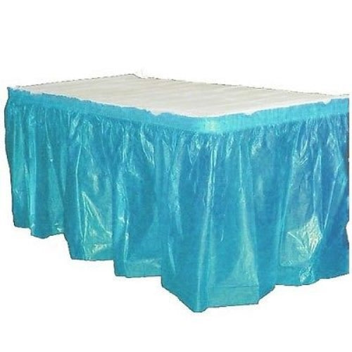 Turquoise Plastic Table Skirt