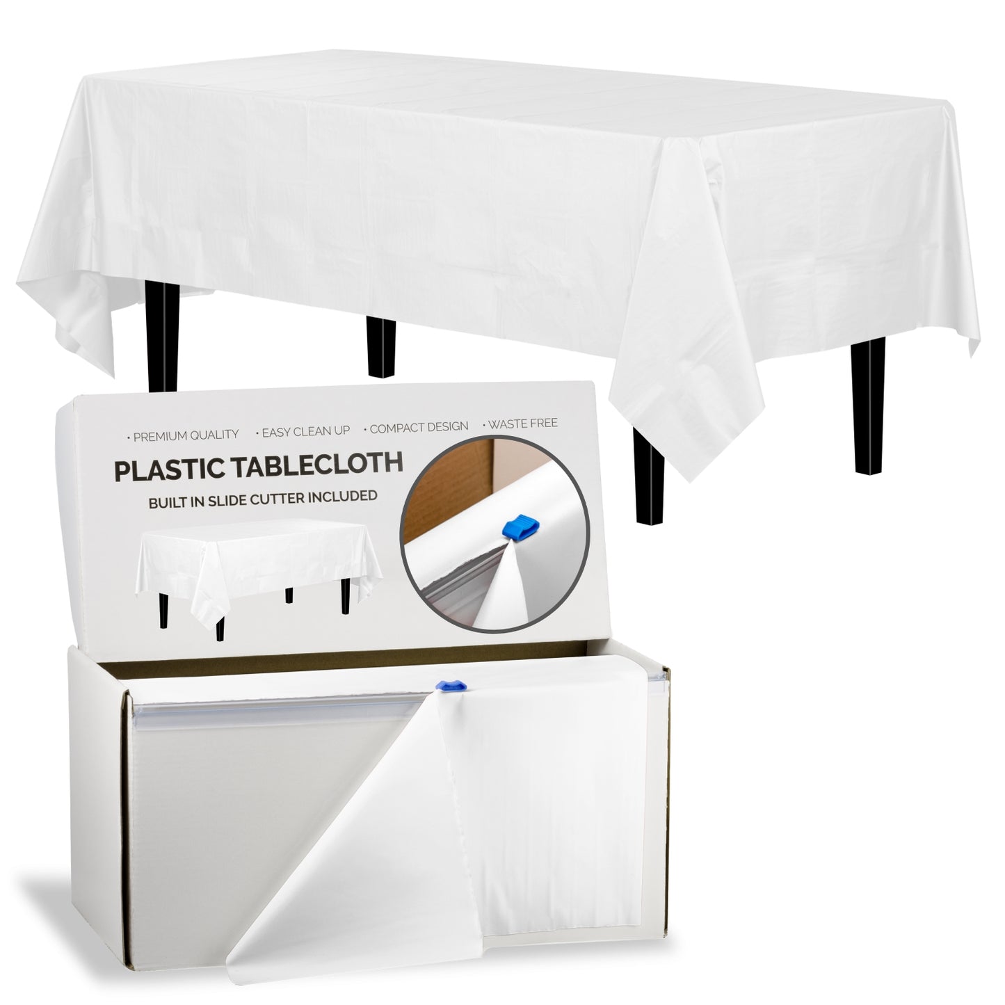 54" X 100' Select A Size Table Cover - White