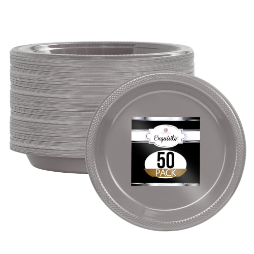 7 In. Silver Plastic Plates - 50 Ct.