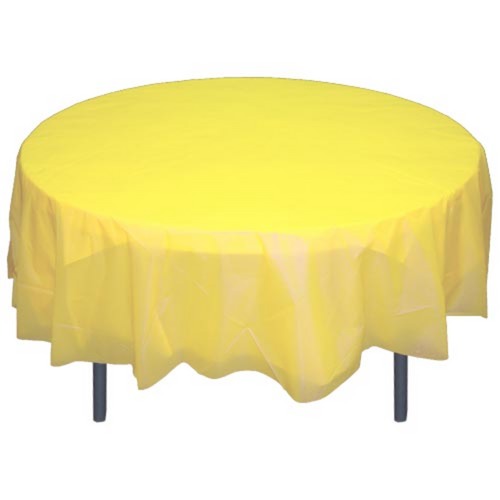 Light Yellow Plastic Tablecover 84" Round Case Of 96