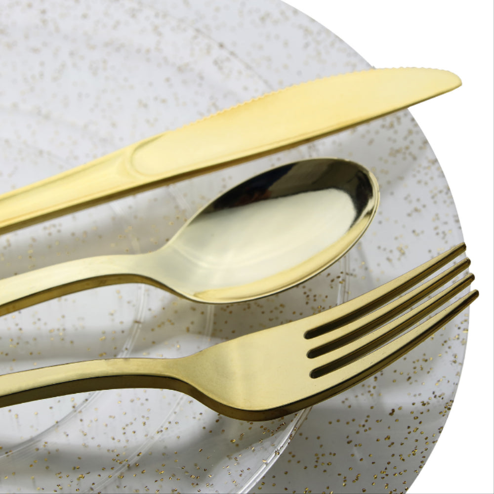Case of 12 - 10" Gold Sparkle Design Plastic Plates (10)