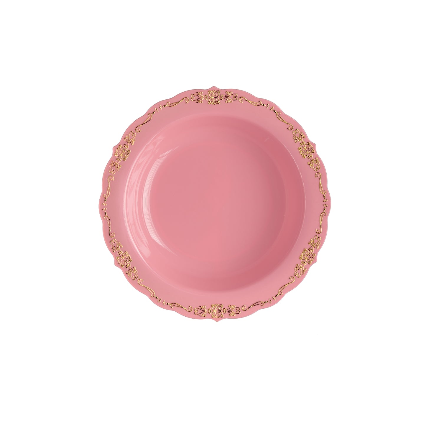 Case of 6 - 12 oz. Coral / Gold Victorian Design Bowls - 20 ct.