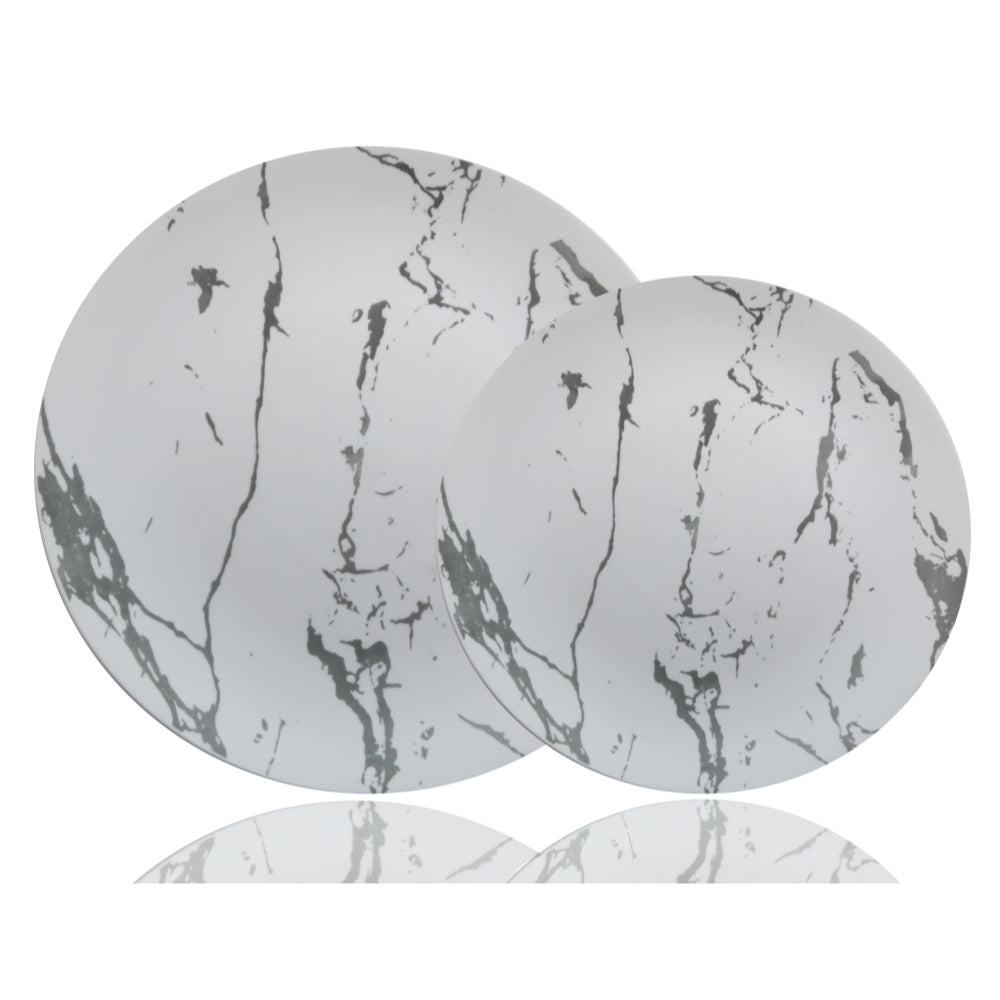 Case of 12 - 8" Stone Design Plastic Plates (10)