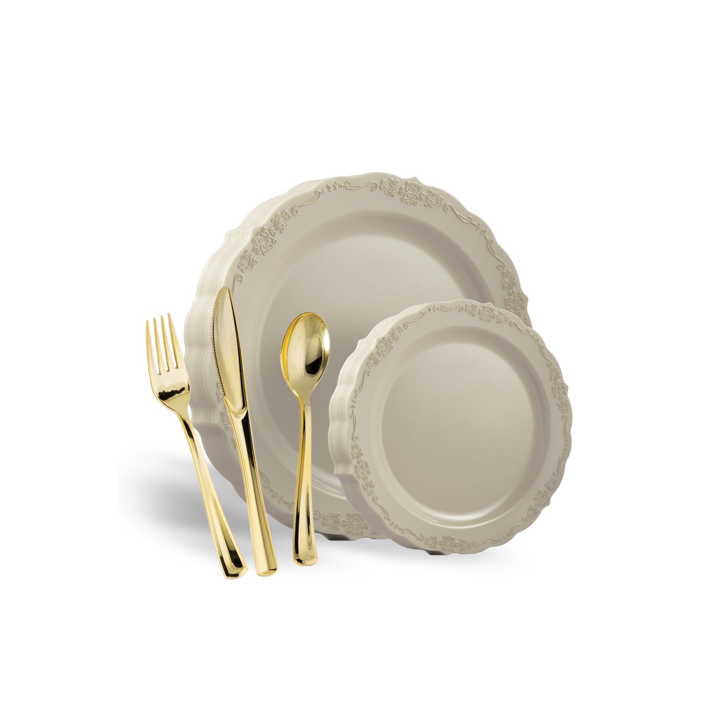 7.5 In. Ivory Victorian Design Plates - 20 ct.