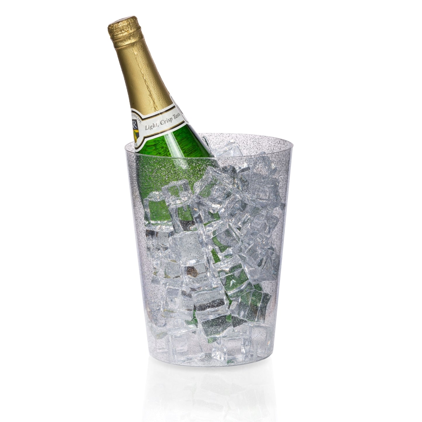 Clear Ice Bucket With Silver Glitter