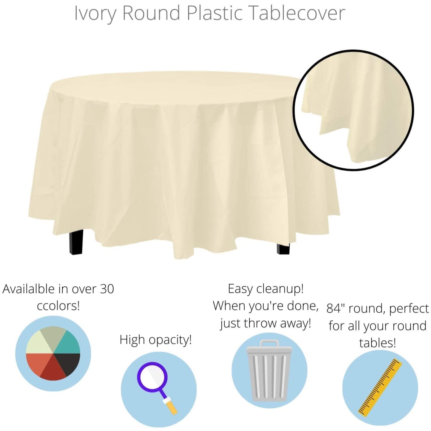 Premium Round Ivory Table Cover