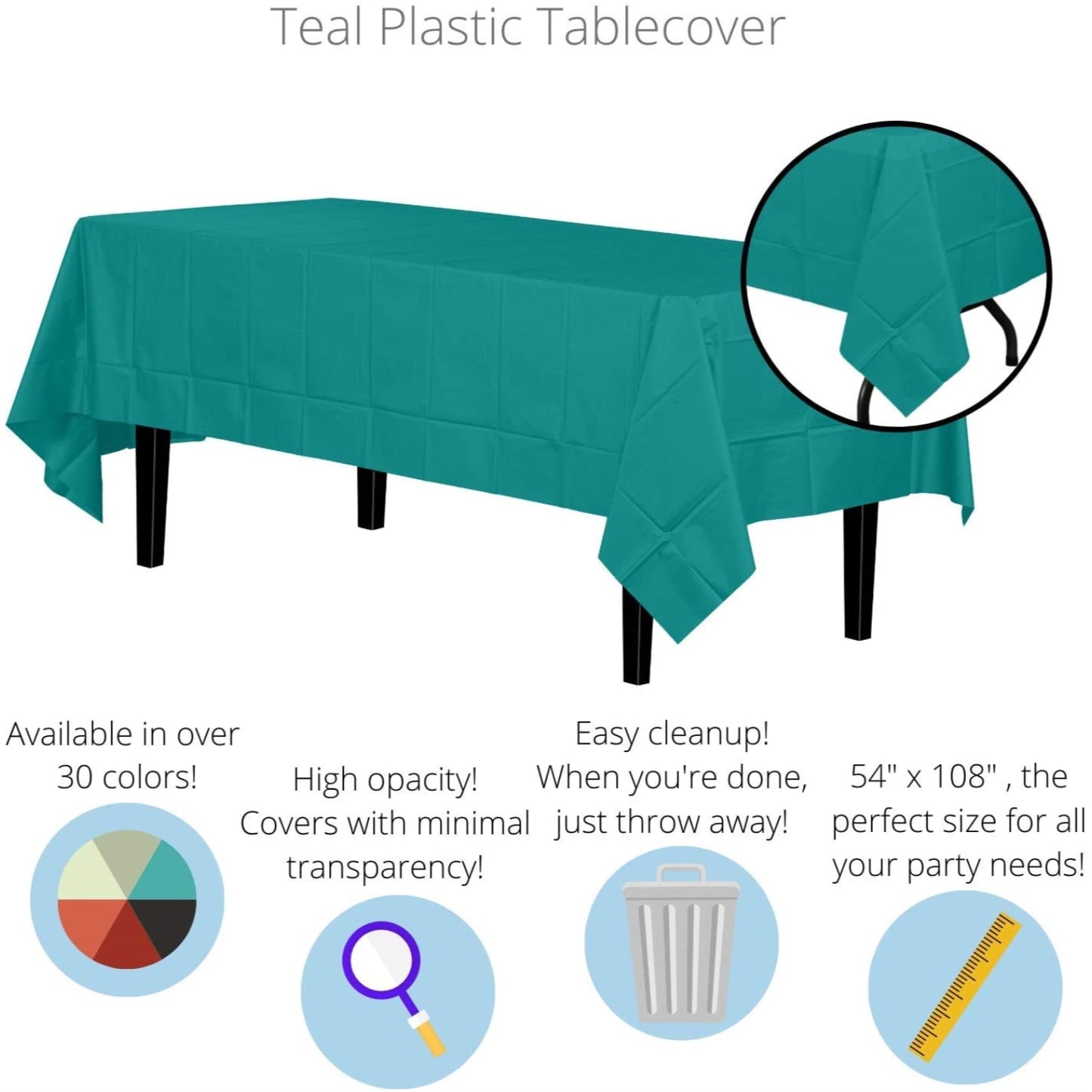 Case of 96 - *Premium Quality* 54" x 108" Rectangle - Teal