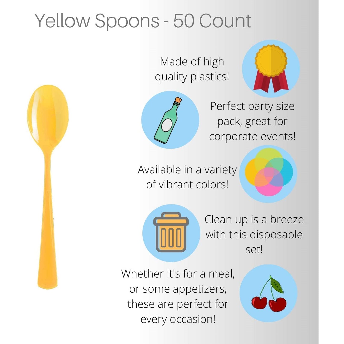 Heavy Duty Yellow Plastic Spoons - 50 Ct.