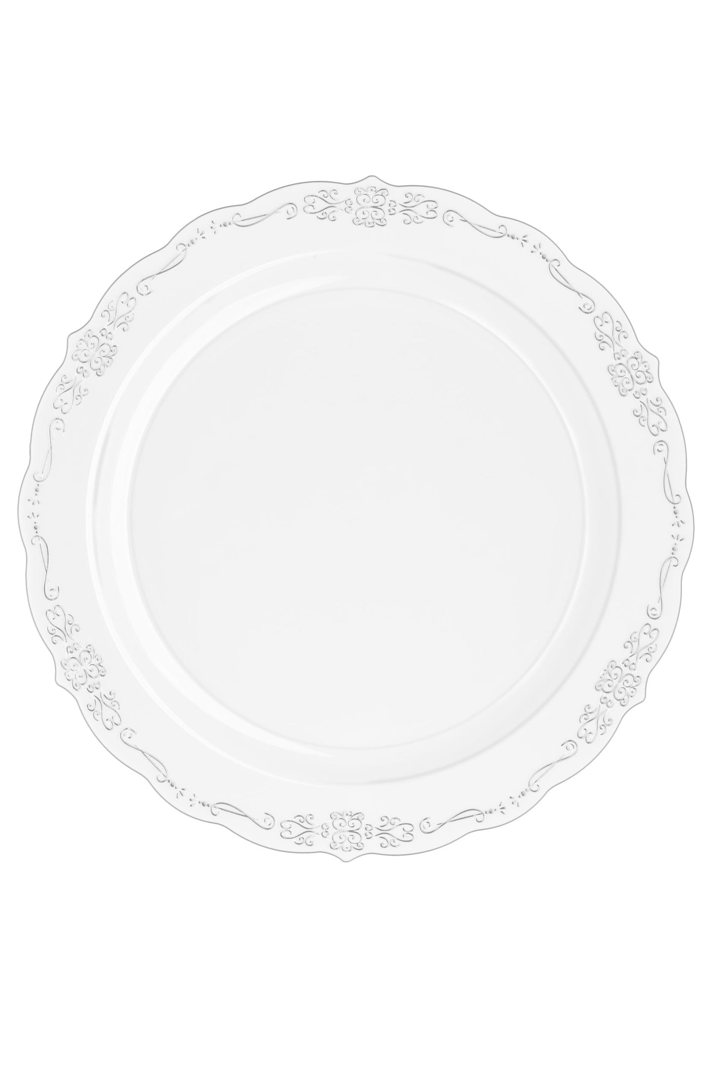 Case of 6 - 9" Clear Victorian Design Plates - 20 ct.