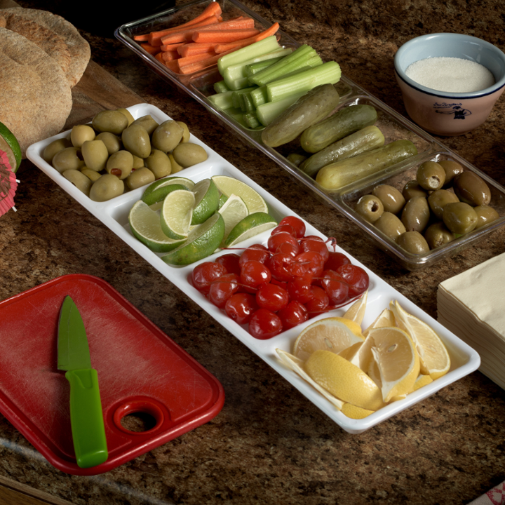 White 4 Compartment Tray 5.9 x 15.9