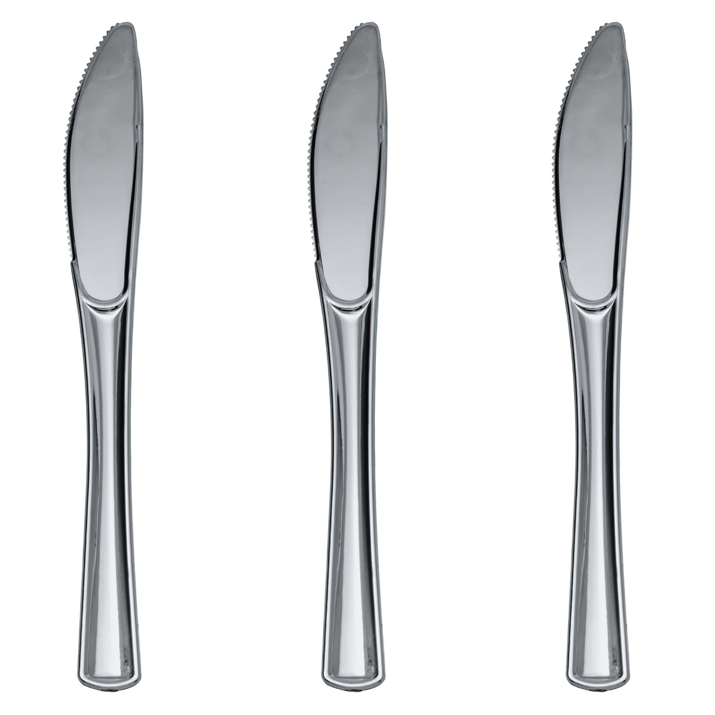 Case of 24 - Exquisite Classic Silver Plastic Knives - 20 ct.